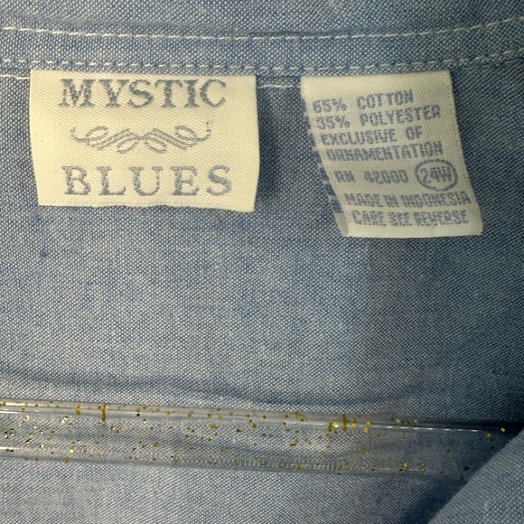 Mystic Blues Light Blue Embroidered Plaid Dog Button-Up Shirt schnauzer 24W - Picture 7 of 9